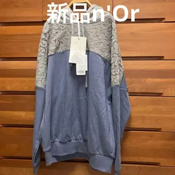 새상품 n'Or 레이스 후드 맨투맨 스모키 블루 x 그레이 누아르