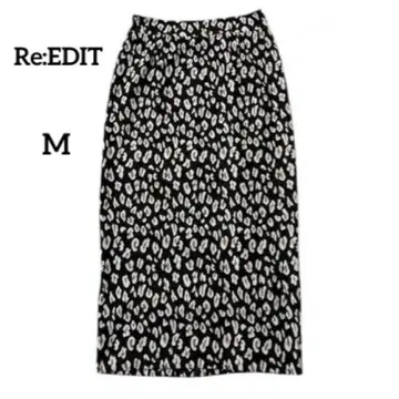 Re:EDIT 리디 타이트 스커트 레오파드 롱 얇은 소재 M 슬릿