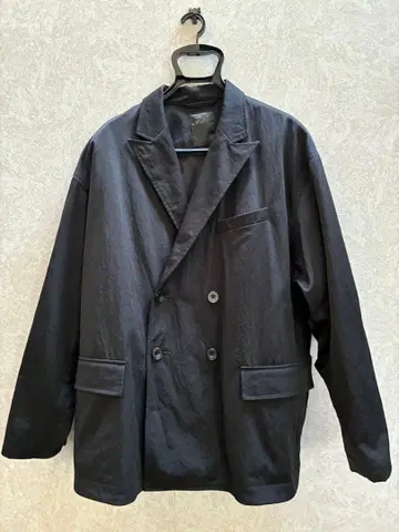 GLOBERIDE 블랙 더블 브레스트 자켓 코트