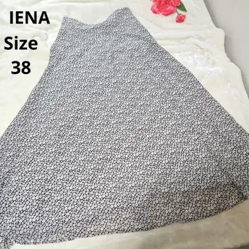 [ 오샤레 IENA ] 그레이 화이트 작은 꽃 롱 스커트 사이즈 38