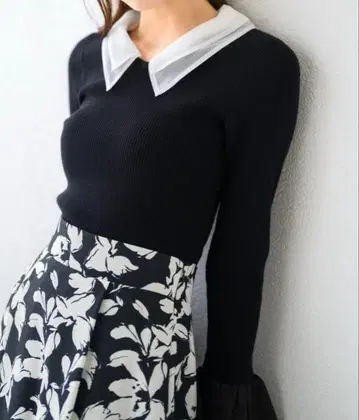 MISCHMASCH 시어 더블 카라 2way 니트 블랙