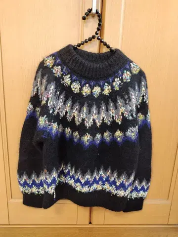 COOHEM 노르딕 무늬 긴팔 스웨터 블랙