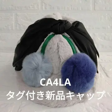 CA4LA 퍼 캡 CHERRY GIRL 폼폼 포함 리본 디자인