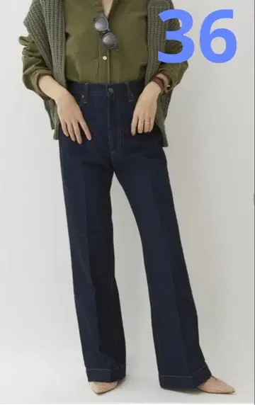 place 플라주 센터 프레스 데님 36 인디고 슬림 레그 플레어