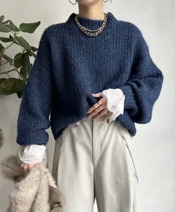 새상품급 DouDou [WEB 한정판] 알파카풍 하찌 풀오버 니트