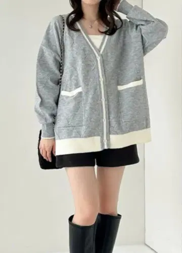 Heather 아가일 튜닉 가디건