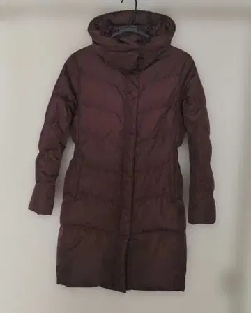 다크 브라운 후드 부착 롱 다운 자켓 M 사이즈