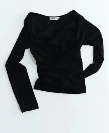 COMMESI 블랙 오프숄더 긴팔 상의