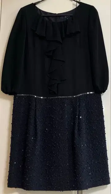 ROPE 프릴 네이비 드레스