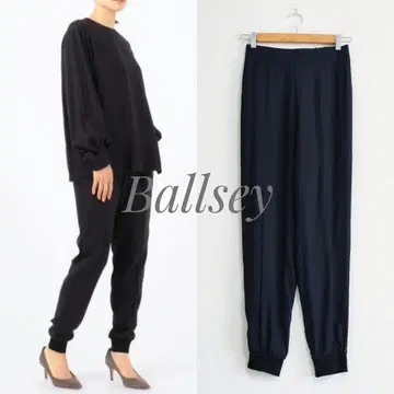 새상품급 Ballsey 컴팩트 백 새틴 조거 팬츠 네이비 34