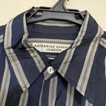 KATHARINE HAMNETT 긴팔 셔츠 L 네이비 스트라이프