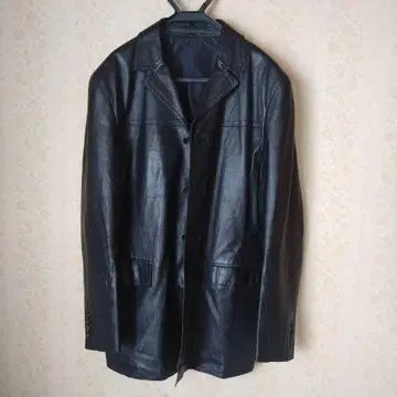 블랙 가죽 롱 자켓