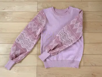 프렌치 파베 cawaii 핑크 긴팔 퍼프 슬리브 엘레강트