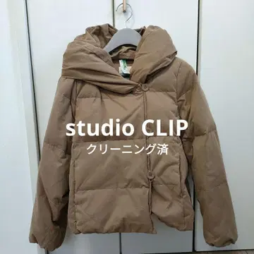 studio CLIP 브라운 후드 부착 다운 자켓 M