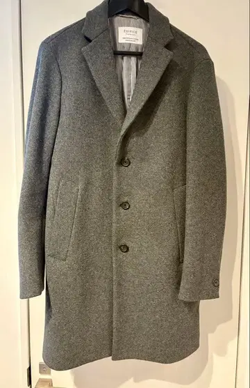 [ 새상품급 ] EDIFICE 그레이 울 혼방 싱글 브레스 체스터 코트