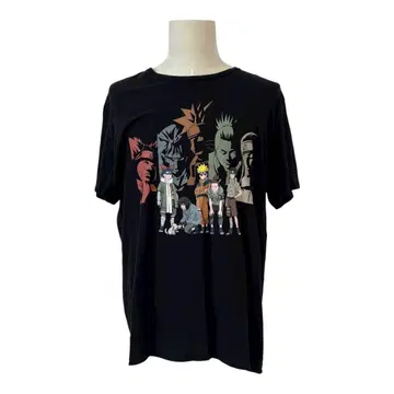 NARUTO 애니메이션 티셔츠 블랙 XL 사이즈