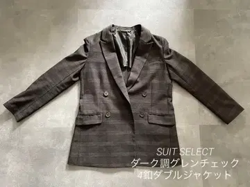 정장 셀렉트 다크톤 글렌체크 4버튼 더블 자켓 S