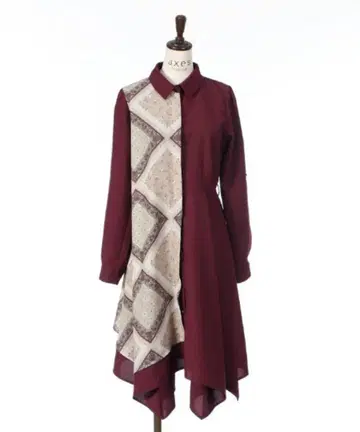 axes femme 원피스 리본 벨트 비대칭 긴팔 스카프 패턴