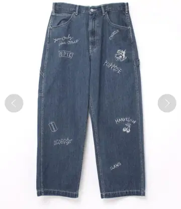 RNA 낙서 자수 워크 팬츠