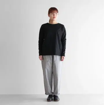 huis 엔슈 직물 버프 크로스 이지 플레인 팬츠 라이트 그레이 510