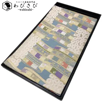 후쿠로 오비 당직 무늬 쥐색 금실 O-5711