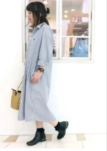 짐플렉스 셔츠 원피스 블루 스트라이프 14