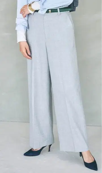 23구 울 밀드 스트레치 와이드 팬츠 팬츠 라이트 그레이 40