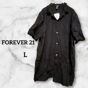 고품질 택 포함 FOREVER 21 남성용 반팔 셔츠 [ L ] 블랙