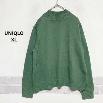 유니클로 리브 하이넥 스웨터 그린 코튼 블렌드 i752