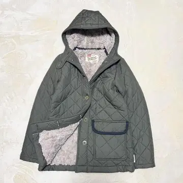 트래디셔널 웨더웨어 퀼팅 보아 코트 후드 카키 34