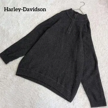 할리데이비슨 하프 지퍼 리브 니트 스웨터 블랙 XXL