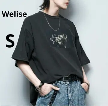 welise 모듬 모드 플라워 프린트 빈티지 피그먼트 오버 사이즈 S