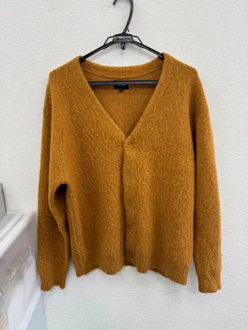 BEAMS 머스타드 V넥 가디건 L