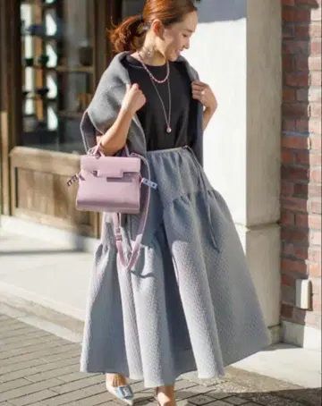 Bluelea 자카드 스커트 그레이 36