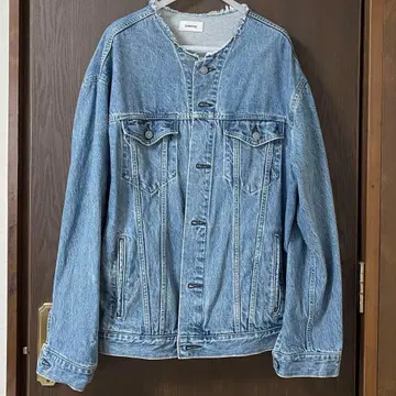 SINME 신메 오버 사이즈 노카라 데님 자켓