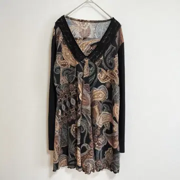 COMMON SENSE 페이즐리 레이스 튜닉 M 블랙 계열