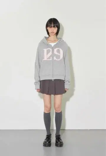 illigo 한국 브랜드 Musinsa 지퍼 후드티 그레이 핑크 L