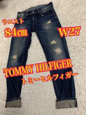 TOMMY HILFIGER 데님 청바지 데미지 리페어 가공 W27