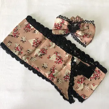 안나수이 롱 스카프 & 리본 스크런치 세트 (미니 꽃무늬 핑크 계열)