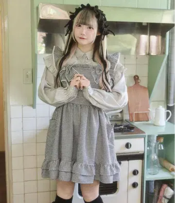 깅엄 체크 원피스 호와이니 게으름뱅이 메이드쨩 원피스 Whinny