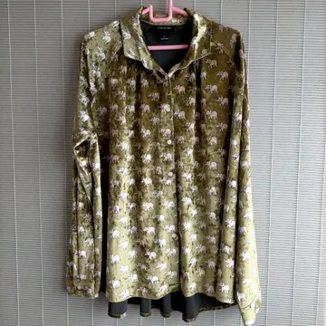 melange 코끼리 패턴 벨로아 긴팔 셔츠 M