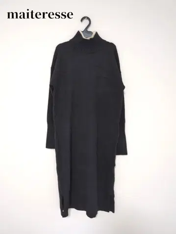 maiteresse 메틀리제 터틀넥 니트 원피스 블랙 야마다야