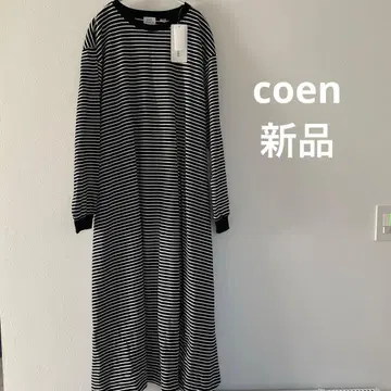 새상품 coen 보더 원피스 블랙 긴팔