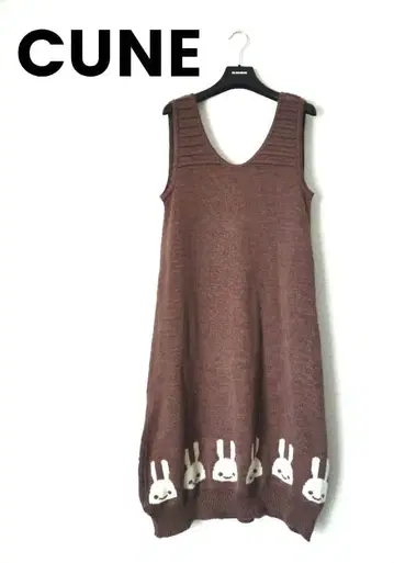 레어 CUNE 큔 니트 원피스 0 프리 슬리브리스