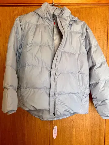 후드 부착 라이트 블루 프렌치 다운 자켓 미사용 새상품