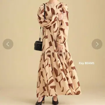 [ 새상품급 ] 레이빔즈 지오메트릭 프린트 원피스 브라운