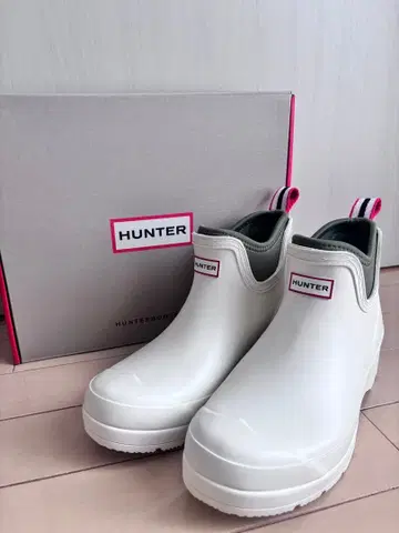 HUNTER 플레이 첼시 네오프렌 부츠 화이트/그린