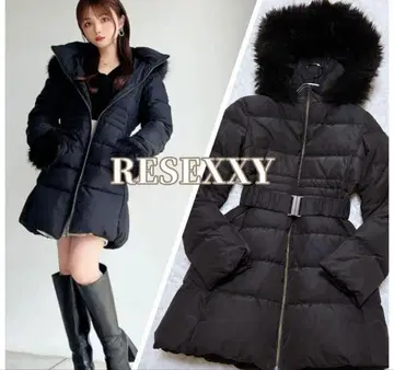 RESEXXY 블랙 다운 자켓 다운 롱 리젝시