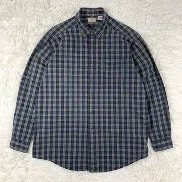 엘엘빈 BD셔츠 체크 호배색 버튼다운 L 레트로 긴팔