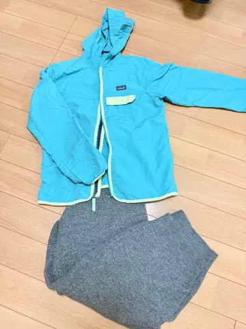 Patagonia 후드 부착 마운틴 파카 kidsXXL 스카이블루